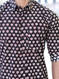 Thumbnail for NOZ2TOZ Men Spread Collar Ethnic Motifs Printed Casual Cotton Shirt - Black - Distacart