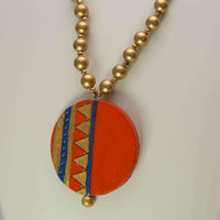 Thumbnail for Terracotta Golden Beads with Orange Round Jewelry Set
