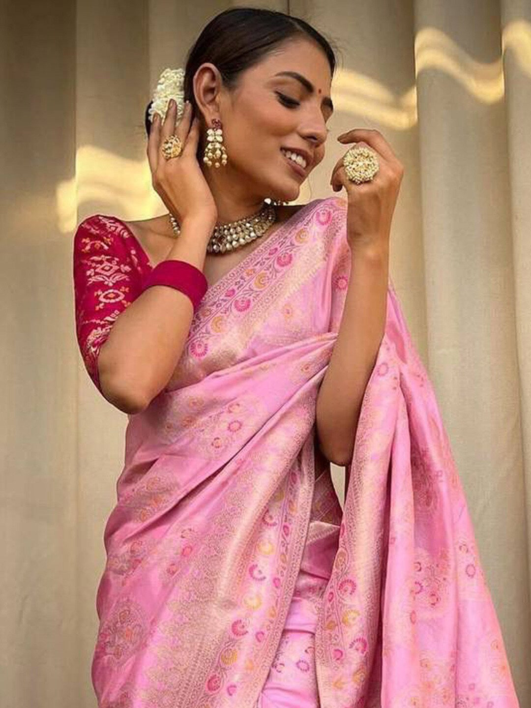 Kalini Woven Design Zari Silk Blend Banarasi Saree - Distacart