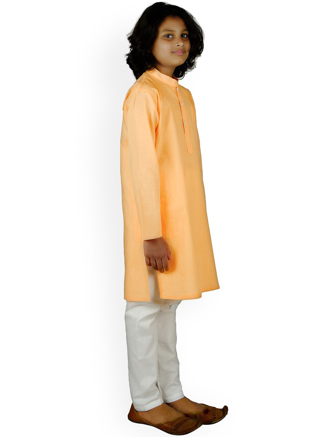 Sethukrishna Boys Orange Pure Cotton Kurta with Pyjama - Distacart