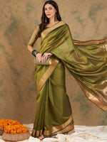 Thumbnail for Sangria Woven Design Organza Sarees - Distacart
