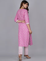 Thumbnail for Kalini Women Pink Ethnic Motifs Printed Pure Cotton Kurta with Trouser & Dupatta - Distacart