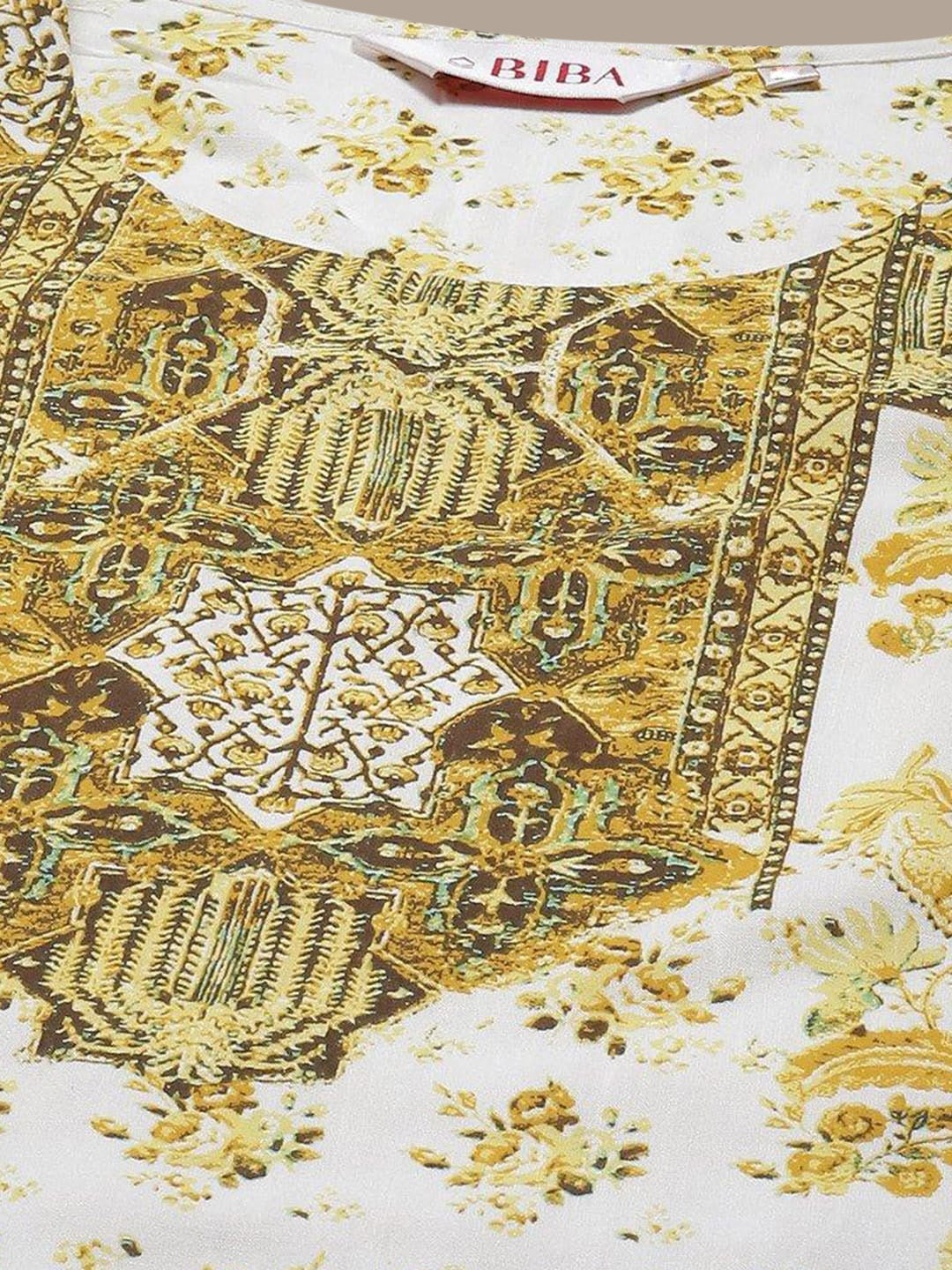 Biba Floral Printed Sequined A-Line Kurta - Distacart