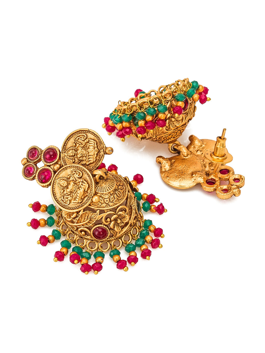 Aadita Gold-Plated & Pink Stone Studded Handcrafted Jewellery Set - Distacart