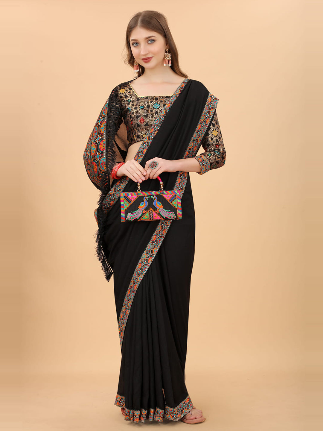 Kalini Zari Silk Blend Dharmavaram Saree - Distacart