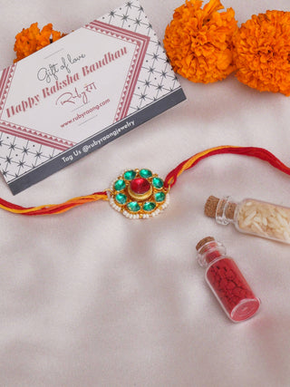 Designer kundan Rakhi - Ruby Raang - Distacart
