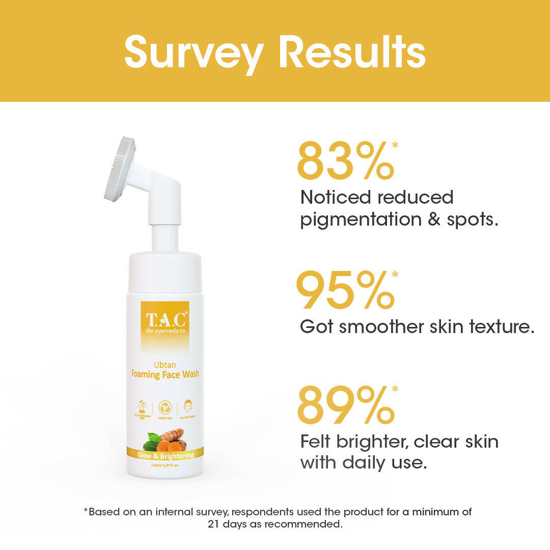 TAC - The Ayurveda Co. Ubtan Foaming Face Wash Tan Removal and Skin Brightening for Women & Men - Distacart