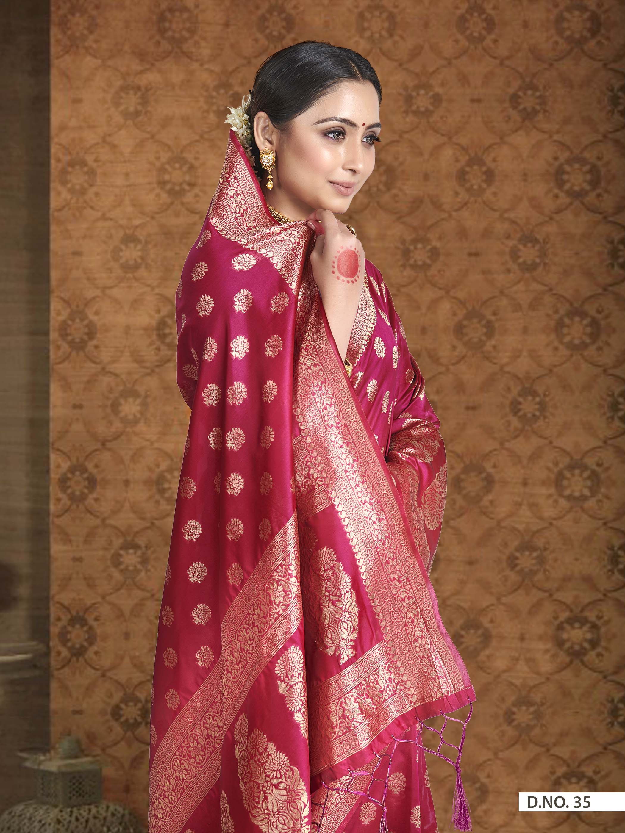 Vardha Ruby Red Woven Banarasi Saree