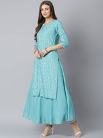 Thumbnail for Khushal K Women Blue Printed Kurta with Palazzos - Distacart