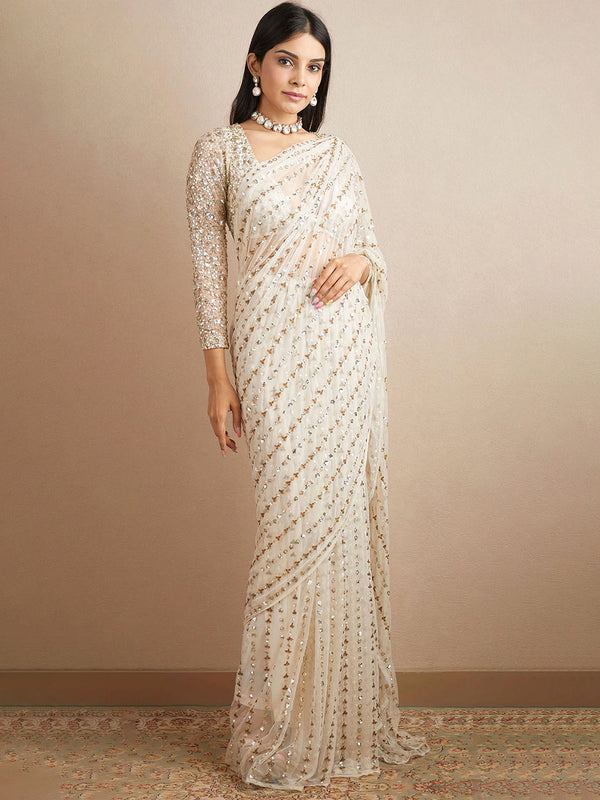 Sangria Georgette Ethnic Embellished Party Wear Saree - Distacart