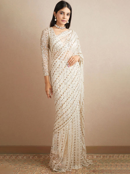 Sangria Georgette Ethnic Embellished Party Wear Saree - Distacart