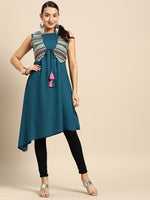 Thumbnail for Sangria Women A-line Kurta with Embroidered Jacket - Distacart