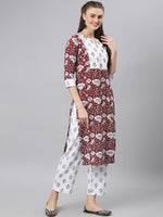 Thumbnail for Khushal K Women Maroon Floral Printed Kurta with Palazzos - Distacart