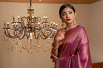 Thumbnail for Vardha Mauve Wine Golden Zari Kanjeevaram Silk Saree
