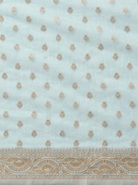 Thumbnail for Saree Mall Blue & Silver-Toned Floral Zari Silk Cotton Sambalpuri Saree - Distacart
