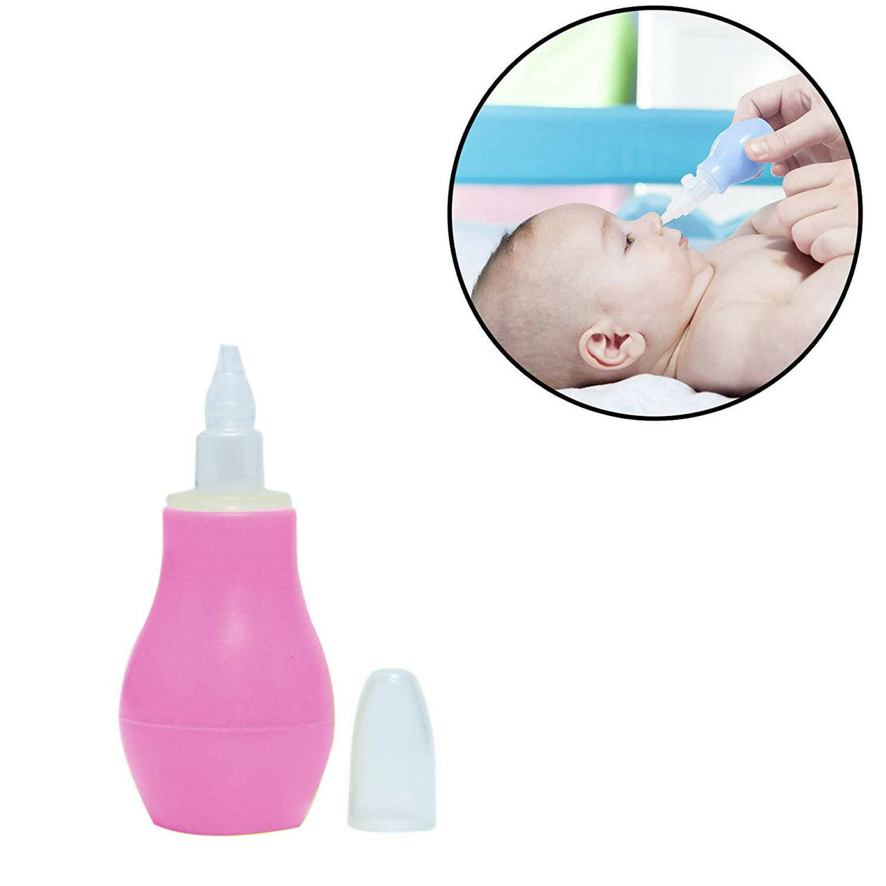 Safe-O-Kid Silicone Baby Nasal Aspirator, Vacuum Sucker, Instant Relief From Blocked Baby Nose Cleaner, Pink - Distacart