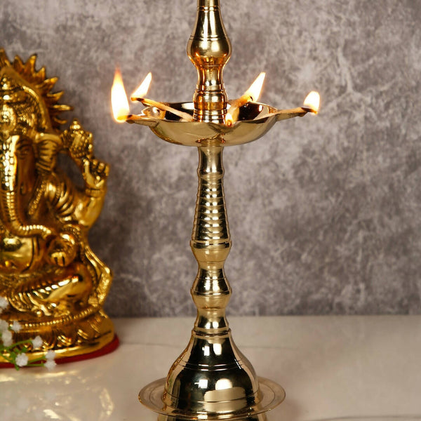 CraftVatika Gold-Toned Brass Kerala Diya Oil Lamp Stand - Distacart