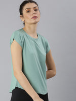 Thumbnail for MKH Women Green Extended Sleeves Dri-FIT Sports T-shirt - Distacart