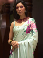 Thumbnail for Mitera Green & Pink Floral Saree - Distacart