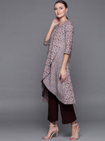 Thumbnail for Biba Women Pink & Blue Printed A-Line Layered Kurta - Distacart