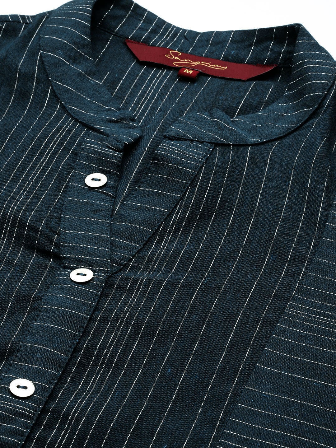 Sangria Women Navy Blue Striped Kurta - Distacart