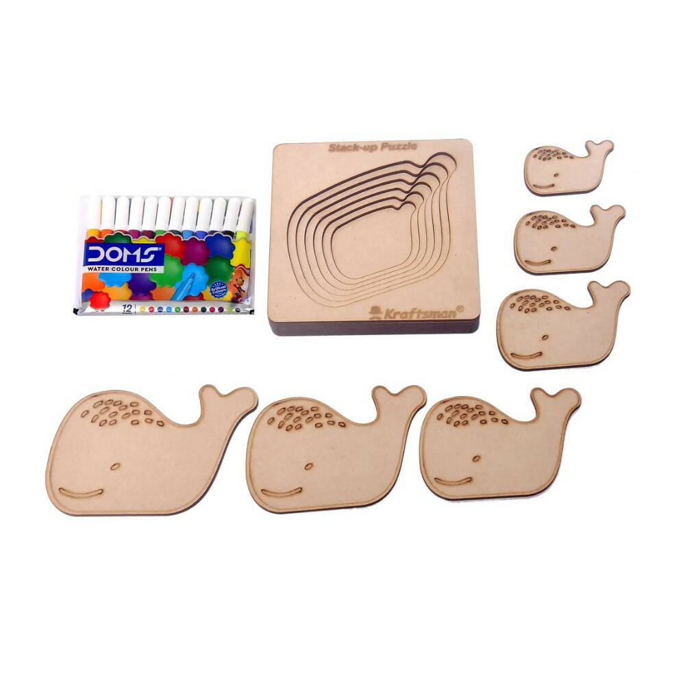 Kraftsman Stack Up Puzzles/ Layered Puzzle Fish Shape For Kids | Color Kit Included | 6 Pieces Puzzle - Distacart