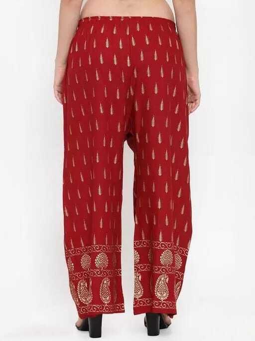 PAVONINE Maroon Color Rayon Fabric Bhutta Print Palazzo For Women - Distacart