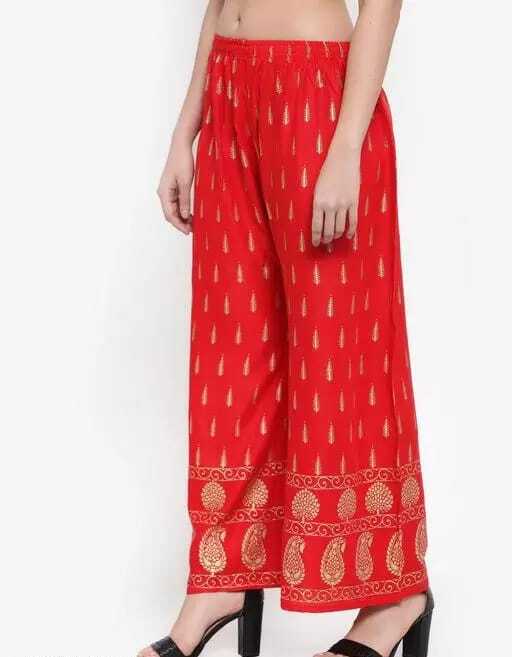 PAVONINE Red Color Rayon Fabric Bhutta Print Palazzo For Women - Distacart