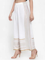 Thumbnail for PAVONINE White Color Rayon Fabric Side Print Palazzo For Women - Distacart