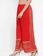 Thumbnail for PAVONINE Red Color Rayon Fabric Side Print Palazzo For Women - Distacart