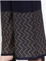 Thumbnail for PAVONINE Navy Blue Color Rayon Fabric Zig-Zag Printed Palazzo For Women - Distacart