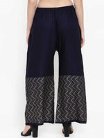Thumbnail for PAVONINE Navy Blue Color Rayon Fabric Zig-Zag Printed Palazzo For Women - Distacart