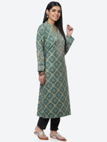 Thumbnail for Biba Women Green Ethnic Motifs Printed Thread Work Straight Kurta - Distacart