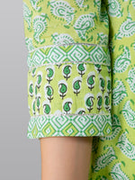 Thumbnail for Kalini Women Green Paisley Printed Panelled Pure Cotton Kurta with Churidar & With Dupatta - Distacart