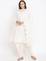 Thumbnail for Kalini Women Embroidered Chikankari Pure Cotton Kurta with Salwar & With Dupatta - Distacart