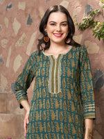 Thumbnail for Sangria Ethnic Motifs Printed Pure Cotton Kurta with Trousers & Dupatta - Distacart