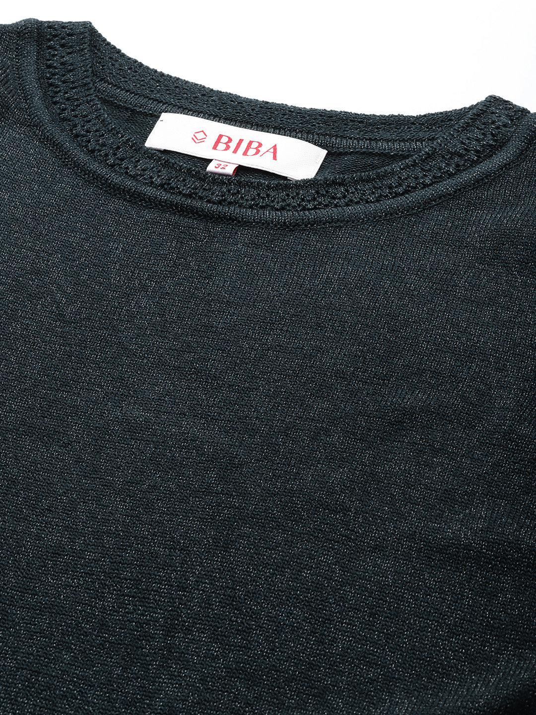 Biba Women Navy Blue Shimmer All-over Kurta - Distacart