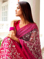 Thumbnail for Tikhi Imli Embellished Beads and Stones Net Heavy Work Saree - Distacart