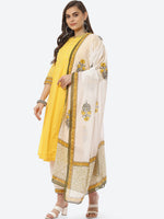 Thumbnail for Biba Women Yellow Ethnic Motifs Pleated Kurta with Salwar & Dupatta - Distacart