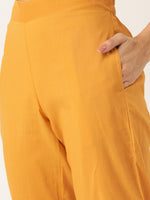 Thumbnail for Sangria Women Mustard Yellow & Black Printed Kurta with Trousers - Distacart
