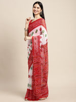Thumbnail for Saree Mall White & Red Printed Bandhani Sarees - Distacart