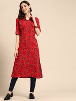 Thumbnail for Sangria Women Red Geometric Printed Kurta - Distacart