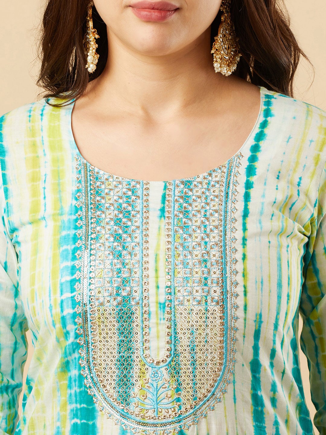 Kalini Shibori Dyed Regular Kurta with Trousers & Dupatta - Distacart