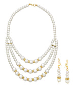 Thumbnail for Gold-Plated Alloy Pearl Tripple Layer Necklace Set - The Pari - Distacart