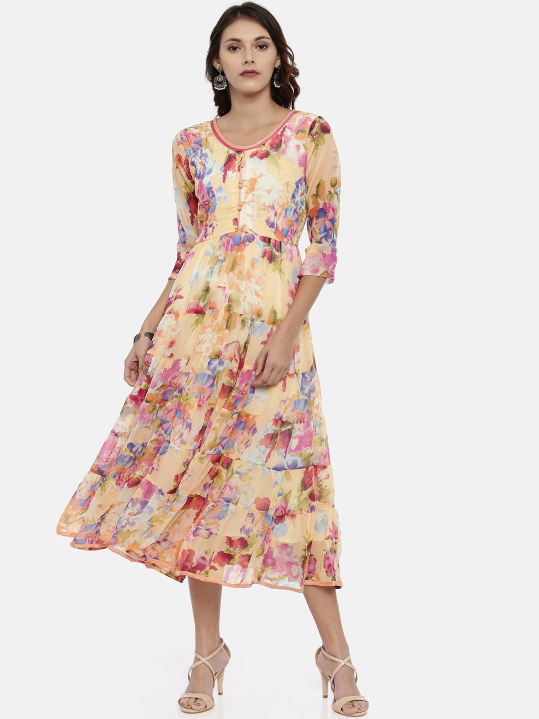 Souchii Women Multicoloured Floral Print Fit And Flare Dress - Distacart