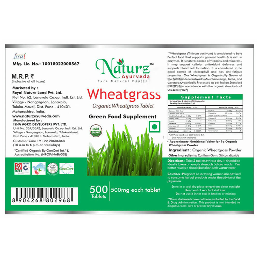 Naturz Ayurveda Wheatgrass Tablets - Distacart