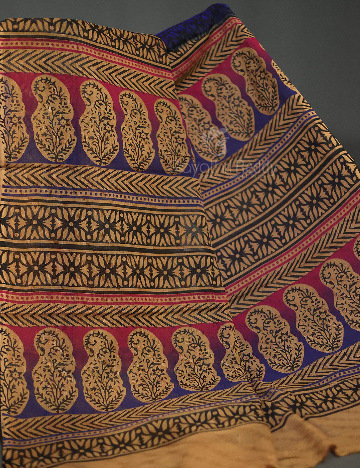 Ink Blue With Light Chikoo Leheriya Georgette Saree By Gayathri Reddy Designer Studio - Distacart