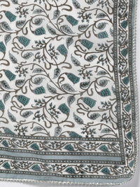 Thumbnail for Libas White & Grey Ethnic Printed Pure Cotton Kurta With Churidar & Dupatta - Distacart