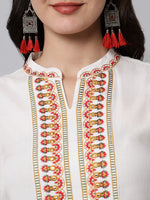 Thumbnail for Kalini Women White Embroidered Thread Work Kurta - Distacart