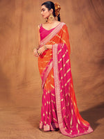 Thumbnail for Saree Mall Striped Woven Design Zari Pure Georgette Sarees - Distacart